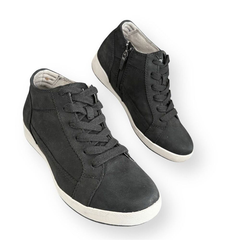 Dansko Onyx High Top Sneaker Bootie Womens EU 36 Black Side Zip Lace Up